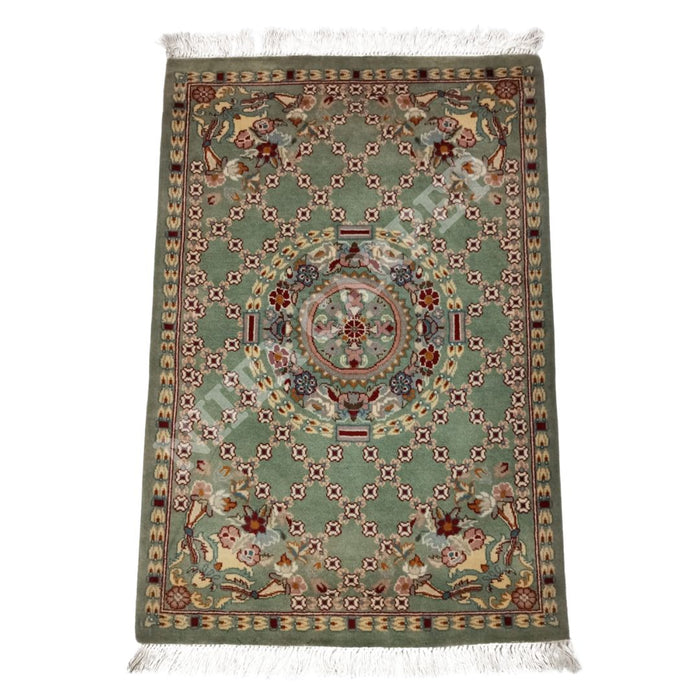 Handmade Wooden Carpet - Iranian Design, Double Knot Quality, SIZE: 3' x 2' - Kaku139