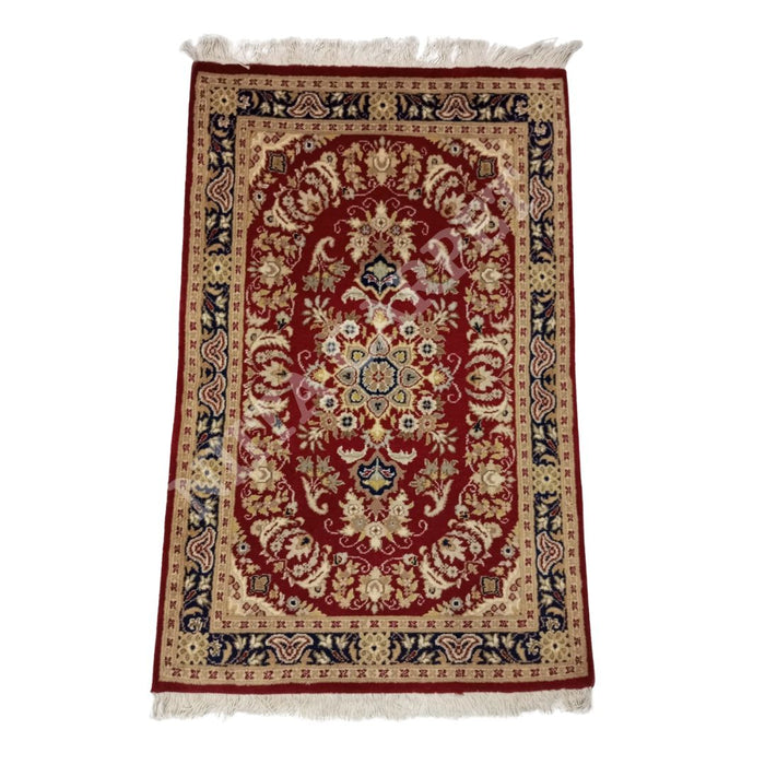 Handmade Wooden Carpet - Iranian Design, Double Knot Quality, SIZE: 3' x 2' - Kaku124
